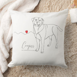 Cojín Decorativo Arte de línea de mascota Retriever con nombre