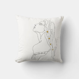 Cojín Decorativo Arte de línea de mujeres florece donde estás
