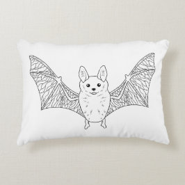 Cojín Decorativo Arte de línea de murciélago lindo de Halloween
