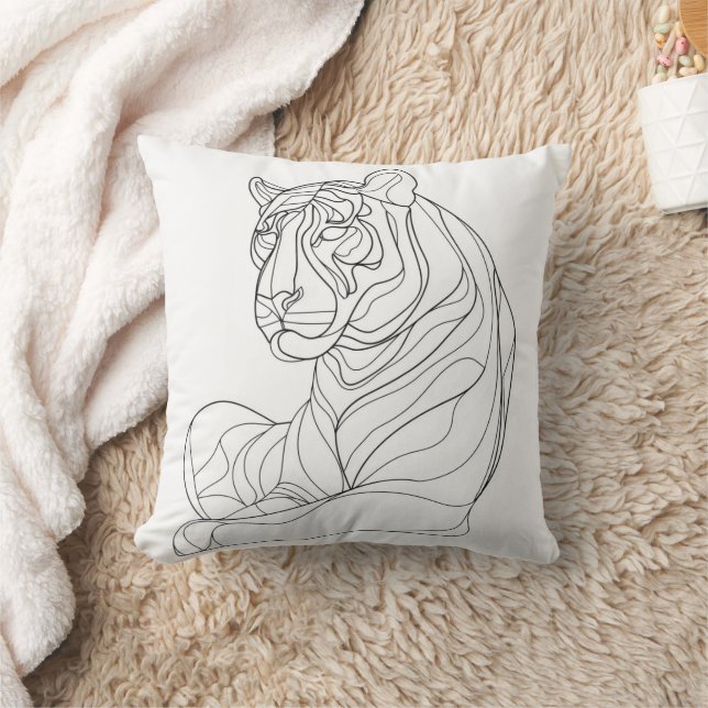 Cojín Decorativo Arte de línea de tigre (Manta)