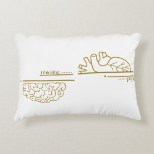 Cojín Decorativo Arte de línea minimalista Cerebro vs Corazón