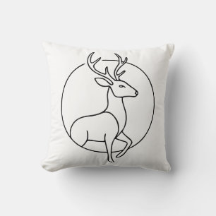 Cojín Decorativo Arte de línea minimalista de ciervo – Arte de anim