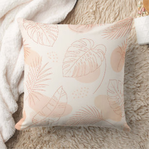 Cojín Decorativo Arte de línea minimalista Hojas tropicales