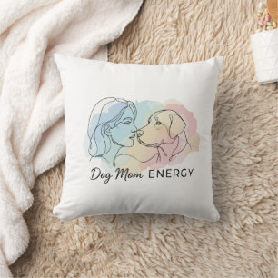 Cojín Decorativo Arte de línea moderna Energía de mamá de perro Acu