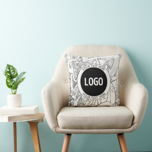 Cojín Decorativo Arte de línea moderno original y su logotipo