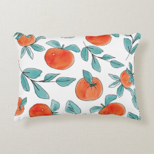 Cojín Decorativo arte de línea naranja: patrón sin costuras