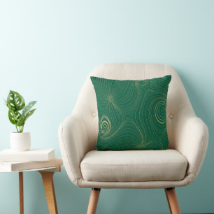 Cojín Decorativo Arte de Línea Topográfica Psicodélica Beige Modern