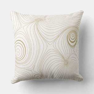Cojín Decorativo Arte de Línea Topográfica Psicodélica Beige Modern