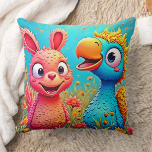 Cojín Decorativo Arte de Loro Conejo de Dibujos Animados Adorables