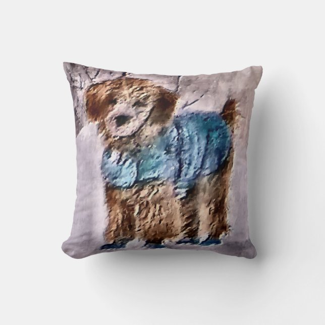 Cojín Decorativo Arte de los Navidades de la carne de perro (Anverso)