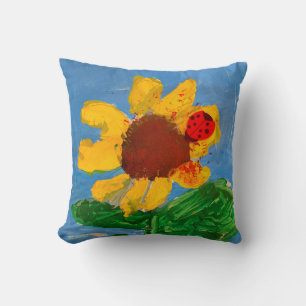 Cojín Decorativo "Arte de los niños" de girasol