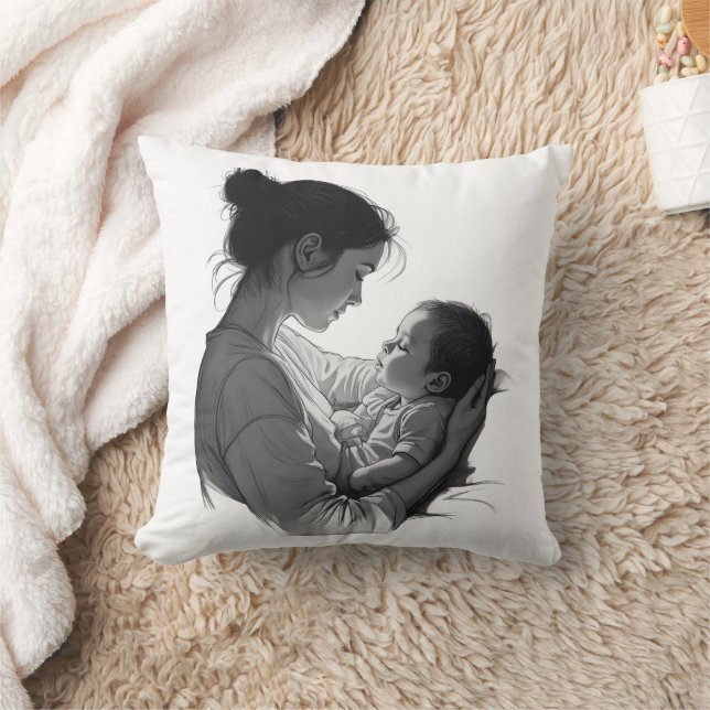 Cojín Decorativo Arte de madre e hijo (Manta)