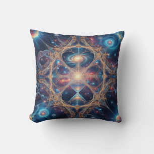 Cojín Decorativo Arte de Mandala de Galaxia de Geometría Sagrada Có