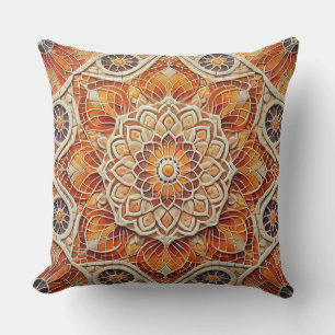 Cojín Decorativo Arte de Mandala de tono cálido