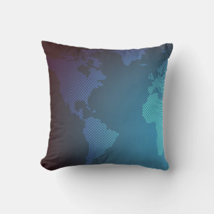 Cojín Decorativo Arte de mapa mundial con gradiente de puntos digit