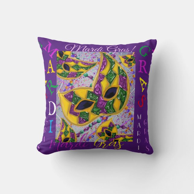 COJÍN DECORATIVO ARTE DE MARDI GRAS       (Anverso)
