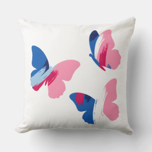 Cojín Decorativo Arte de mariposa abstracta rosa azul