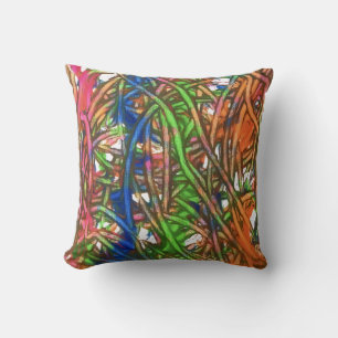 Cojín Decorativo Arte de mármol rosa, azul, verde, naranja