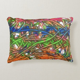 Cojín Decorativo Arte de mármol rosa, azul, verde, naranja