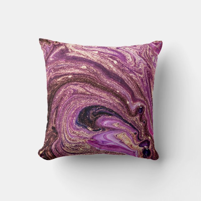 Cojín Decorativo Arte de mármol turco: Resumen dorado (Anverso)