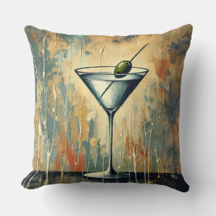 Cojín Decorativo Arte de Martini de Medios Mixtos de Mitad de Siglo
