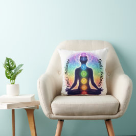 Cojín Decorativo Arte de Meditación Chakras | Siete Símbolos Colori