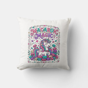 Cojín Decorativo Arte de Mercado Colorido Magia Macarón Unicornio