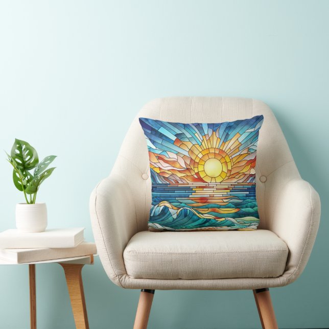 Cojín Decorativo Arte de mosaico de Ocean Sunset (Silla)