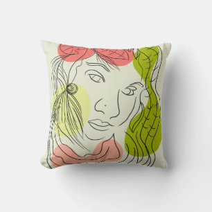 Cojín Decorativo Arte de mujer latina formas florales
