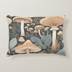 Cojín Decorativo Arte de naturaleza de bosque de hongos pastel neut