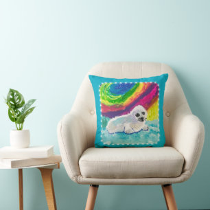 Cojín Decorativo "Arte de niños" de foca infantil