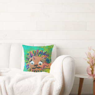 Cojín Decorativo "Arte de niños por león bebé"
