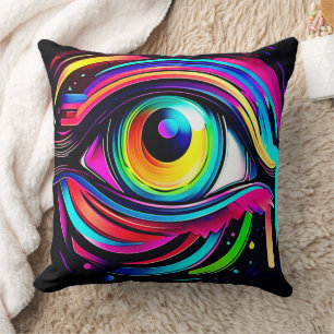 Cojín Decorativo Arte de Ojo Psicodélico Vibrante