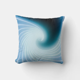 Cojín Decorativo Arte de onda de línea de neón brillante azul