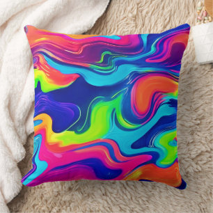 Cojín Decorativo Arte de Ondas de colores vivos abstractos