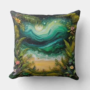 Cojín Decorativo Arte de paisaje surrealista con naturaleza vibrant