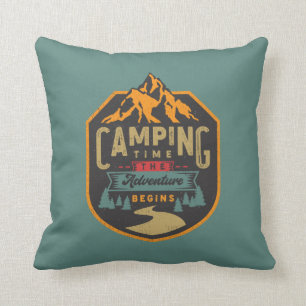 Cojín Decorativo arte de palabras de aventura en tiempo de camping