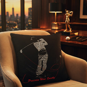 Cojín Decorativo Arte de Palabras de Golf Ganar con Precisión en Si