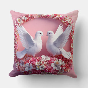 Cojín Decorativo Arte de palomas de boda