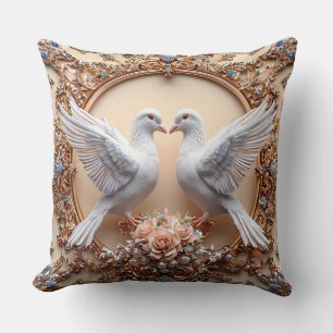 Cojín Decorativo Arte de palomas de boda