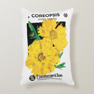 Cojín Decorativo Arte de Paquete de Semillas Antiguas, Flores de Co