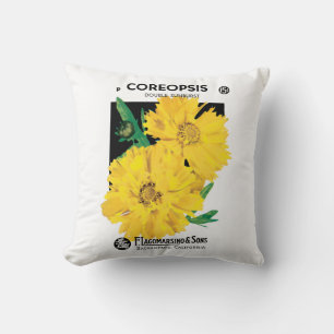 Cojín Decorativo Arte de Paquete de Semillas Antiguas, Flores de Co