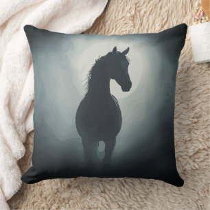 Cojín Decorativo Arte de pared de noche encantada con silueta de ca