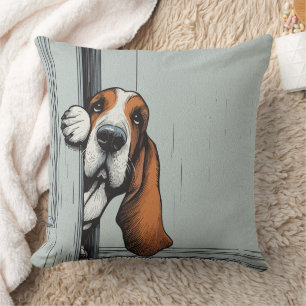 Cojín Decorativo Arte de Pared de Perro Basset Hound Adorable