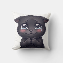 Cojín Decorativo Arte de pared en lienzo de gato negro llorando ado
