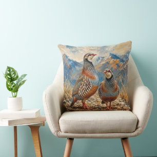 Cojín Decorativo Arte de pareja de perdiz chucar 