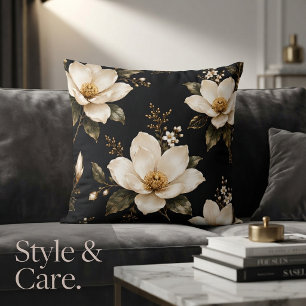 Cojín Decorativo Arte de patrón continuo floral de magnolia de lujo