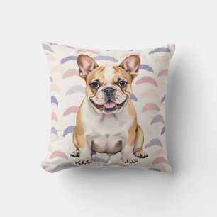Cojín Decorativo Arte de patrón de arco de acuarela de Bulldog Fran