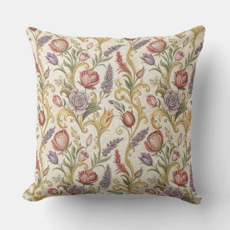 Cojín Decorativo Arte de patrón de rollo floral vintage francés orn