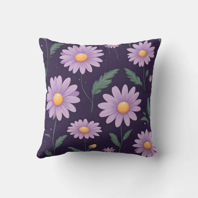 Cojín Decorativo arte de patrones de flores púrpuras (Reverso)